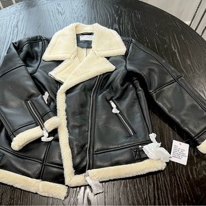 ASOS DESIGN faux leather bonded borg aviator jacket